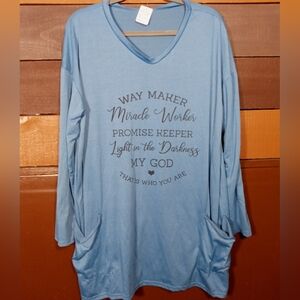 Like New XL Women's Way Maker Slate Blue Nightgown with Pockets